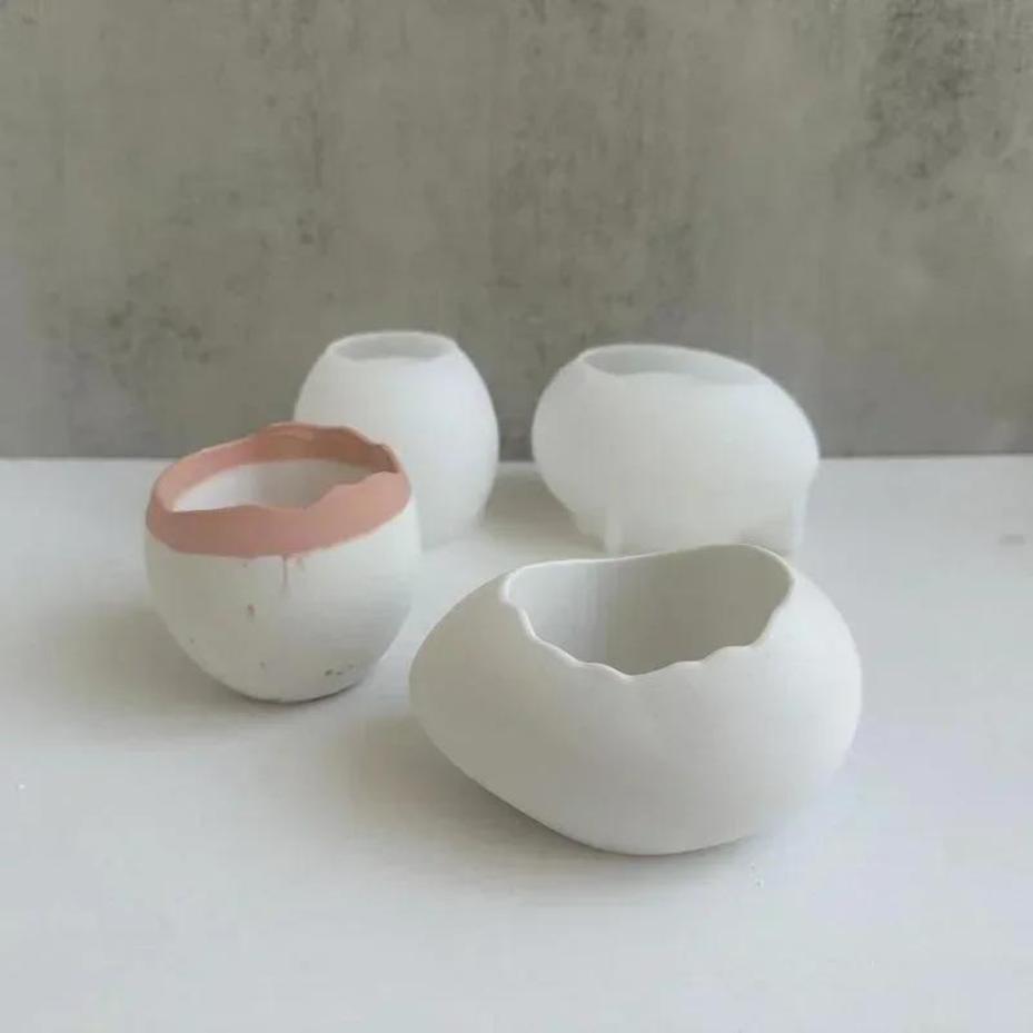 Candle Making Pot - Plaster Handmade Mold Egg-shaped Flower Pot