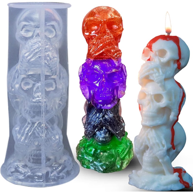 Triple Skull 3D Silicone Candl - đánh giá và giá Candle Making Event
