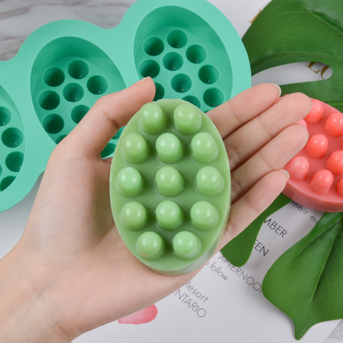 4 Hole Oval Massage Soap Silic - đánh giá và giá Candle Making Kit