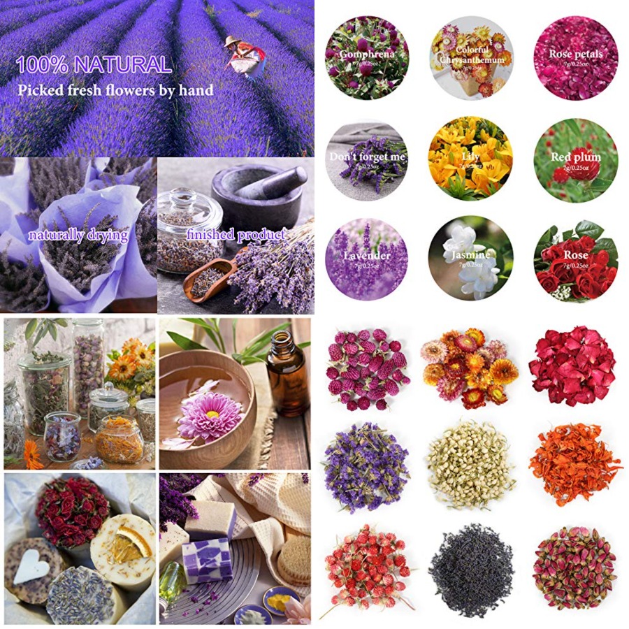 9 Bags Dried Flowers,100% Natu - đánh giá và giá Candle Making Kit